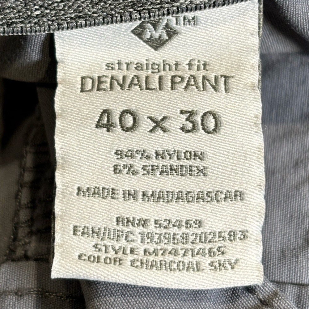 Members Mark Denali Pants Men's 40x30 Gray Straight Fit Stretch Travel Pants - Picture 3 of 3